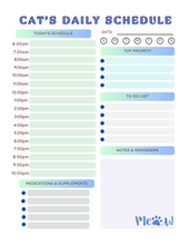 Load image into Gallery viewer, Blue Minimalist Daily Pet Schedule (Printable PDF)