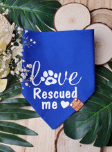 Load image into Gallery viewer, Love Rescued Me Bandana - Blue